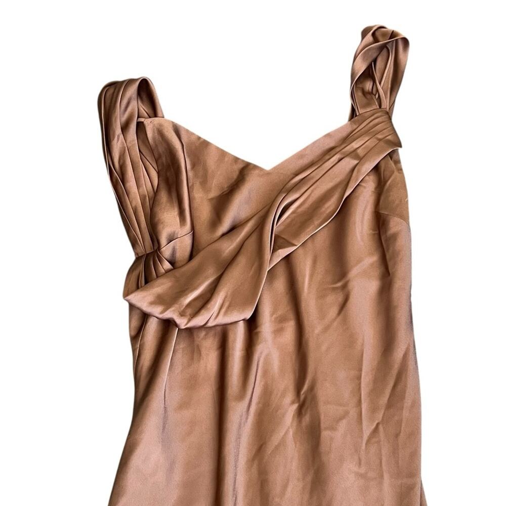 Fame and Partners Francois Bronze Satin Draped Maxi Dress Size 12 NWT - Picture 4 of 14